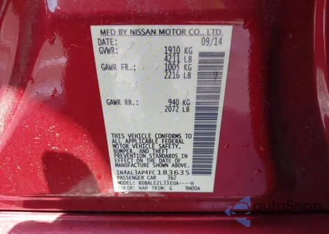 2015 Nissan Altima 2.5 S from USA, damaged, VIN 1N4AL3AP4FC183635